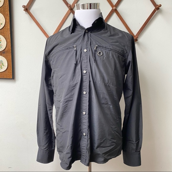Vintage Versace Black Snap Button Shirt - Picture 1 of 15